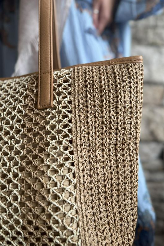 Farrah Raffia Tote Bag Dark /50=